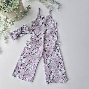mauve lily wide leg playsuit for girls by Lottie & Lysh