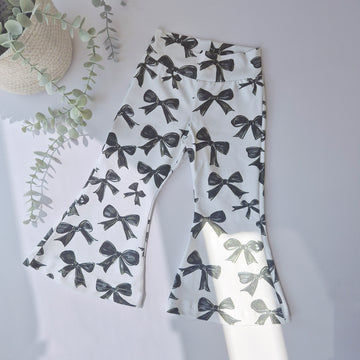 toddler girls bow print flared trousers