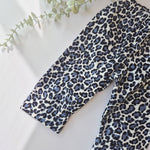 blue and white cord leopard print kids baggy trousers