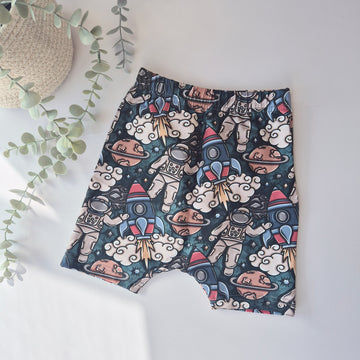 space man printed jersey shorts for kids