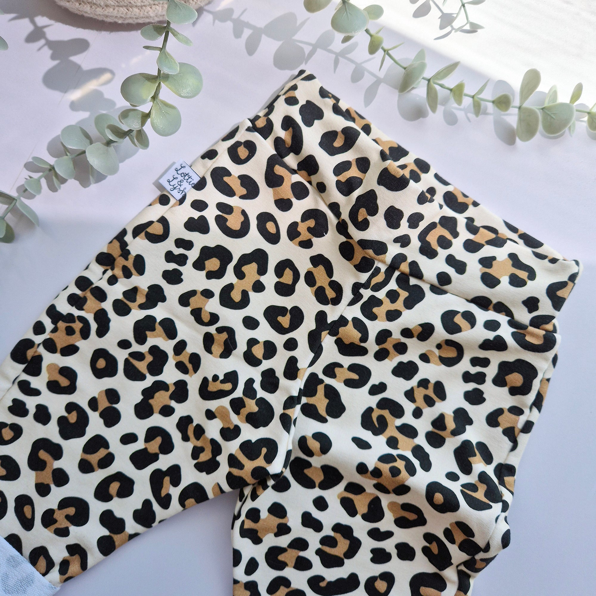 Classic tan leopard print kids trousers by Lottie & Lysh