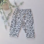 black and white 90s style print baggy trousers for kids 0-10 years