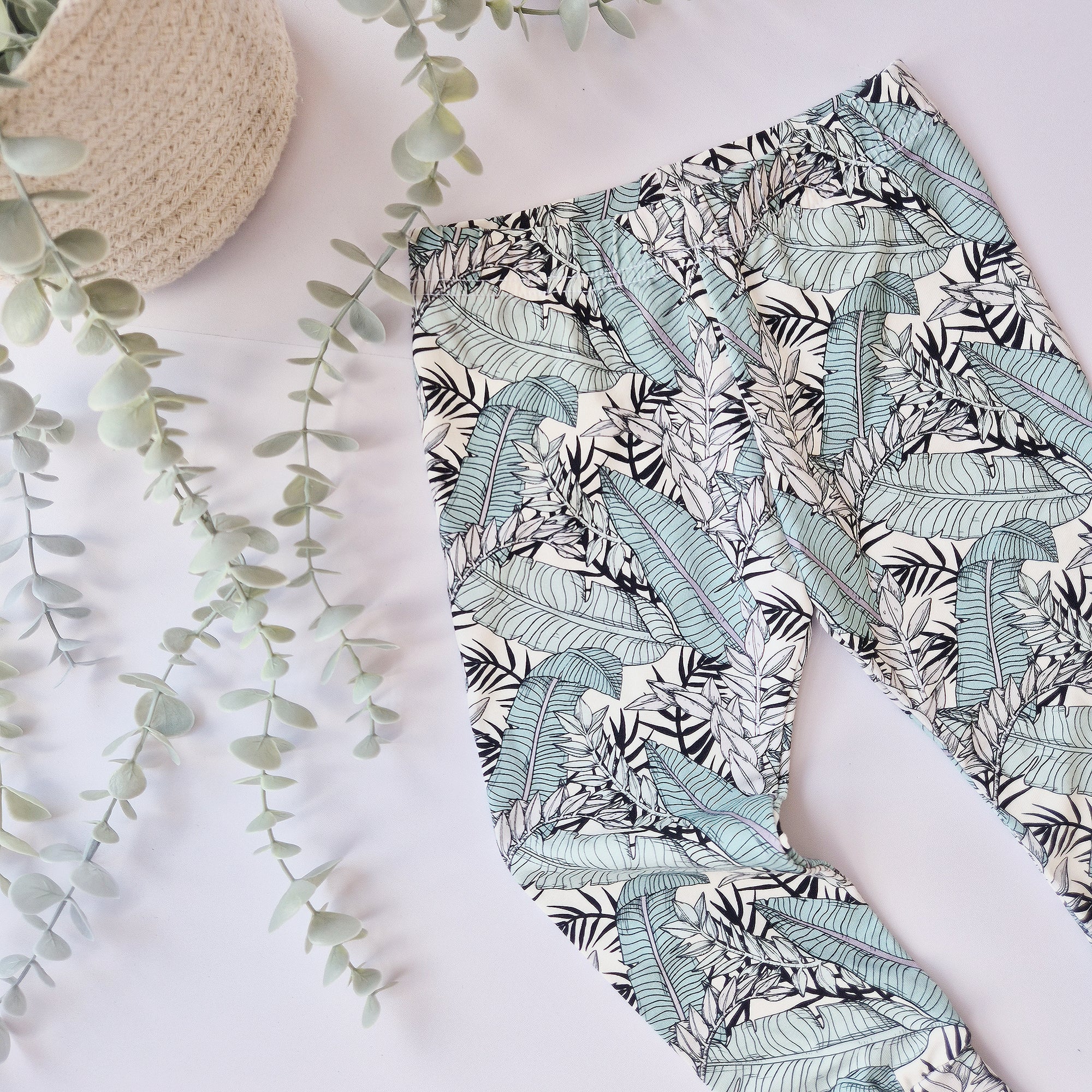 tropical leaves printed kids leggings by Lottie & Lysh