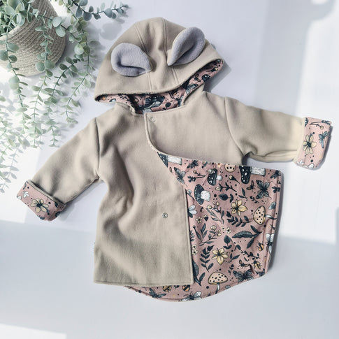 kids bear coat with bear ears on hood