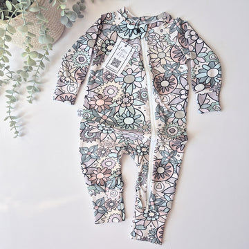 pastel floral zipped sleepsuit for baby girls