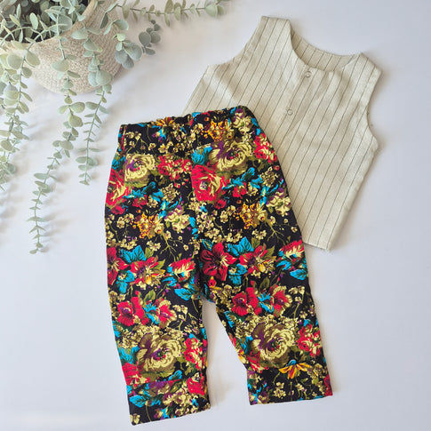 floral cord baggy trousers for toddlers by Lottie & Lysh