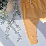 plain yellow relaxed fit leggings for babies and toddlers.  Handmade by Lottie & Lysh UK