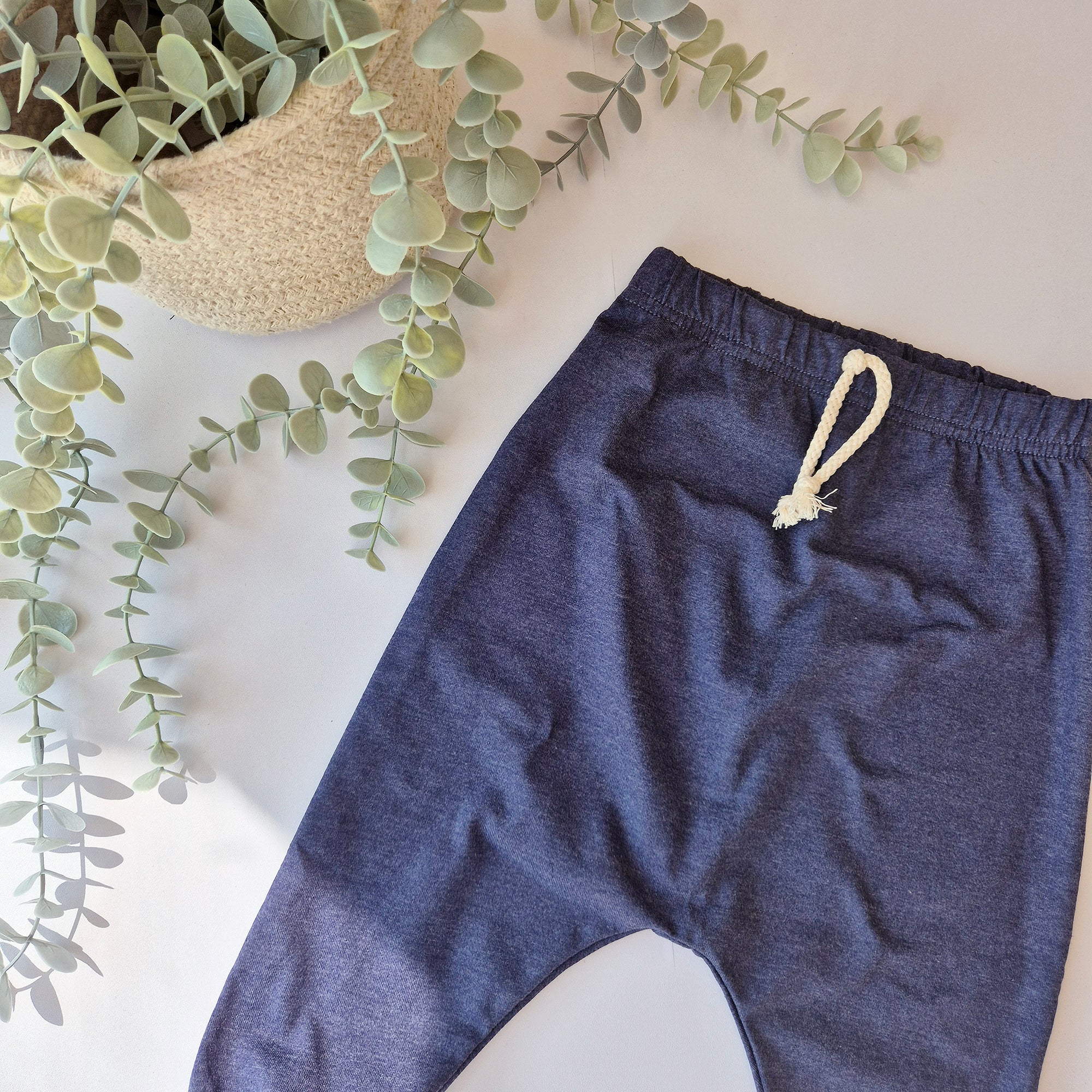 dark blue drop crotch baby and toddler leggings by Lottie & Lysh