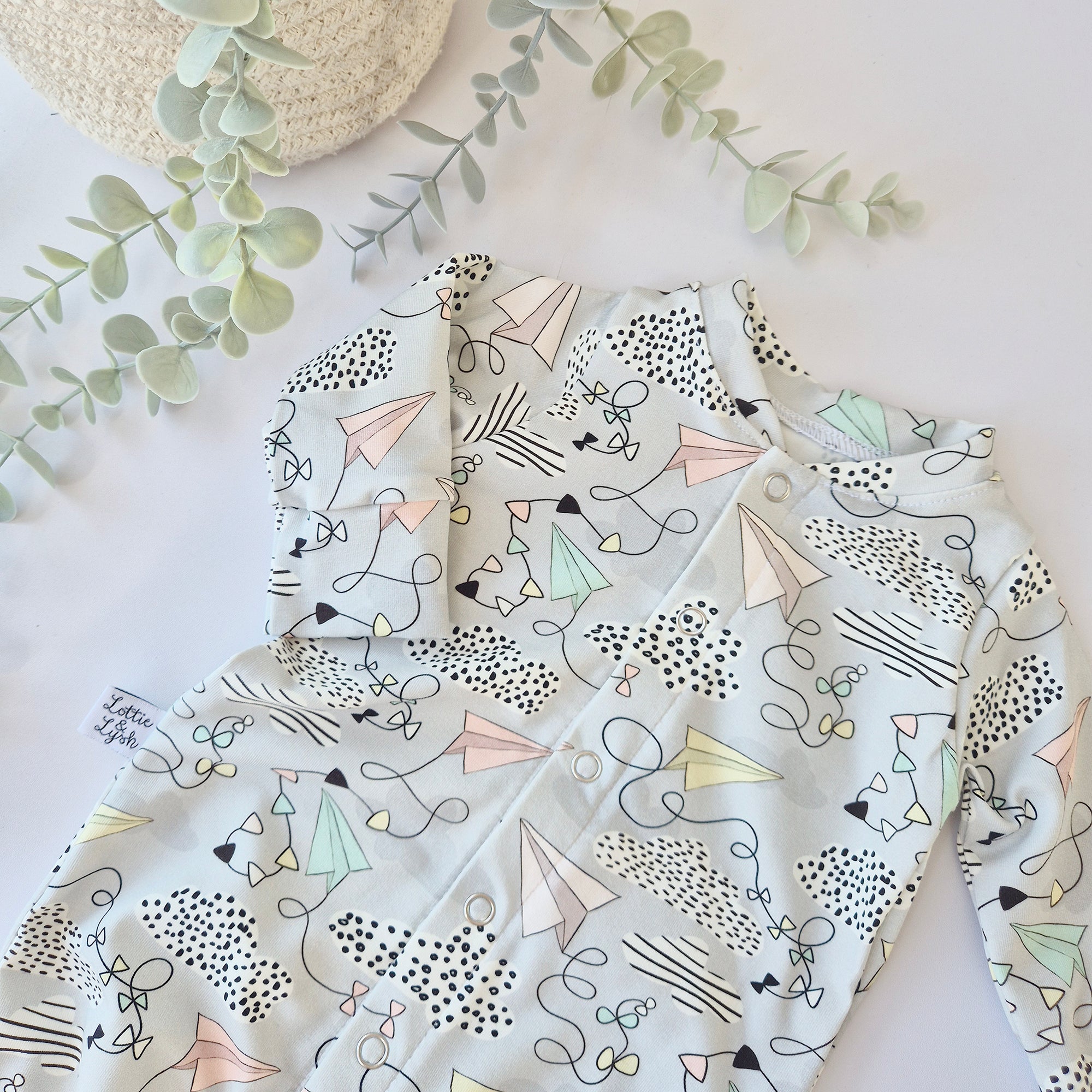 Fabric with abstract pattern on a light background