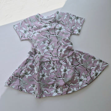 Mauve Lilly printed skater dress by Lottie & Lysh