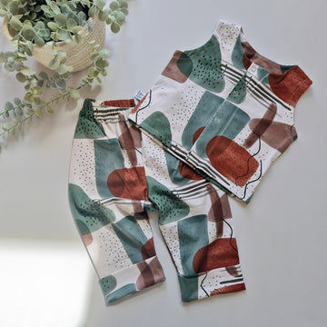 Boho inspired kids waistcoat and baggy trousers set