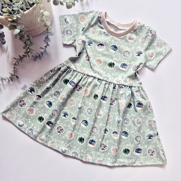 Baubles print christmas dress for kids
