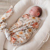 floral baby girls swaddle blanket handmade in the uk