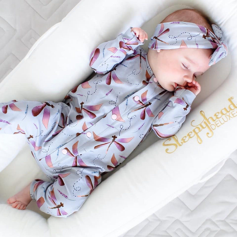 Dragonflies Long leg romper handmade in the UK by Lottie & Lysh