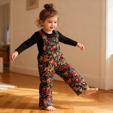 Floral Brocade Cord Dungarees