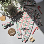 Christmas candy bows printed baby sleepsuit