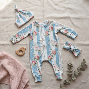 cottage core front opening popper romper by Lottie & Lysh