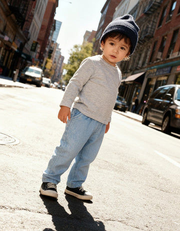 Denim look baggy trousers for toddlers