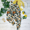 boho baby and toddler romper with bees and flowers