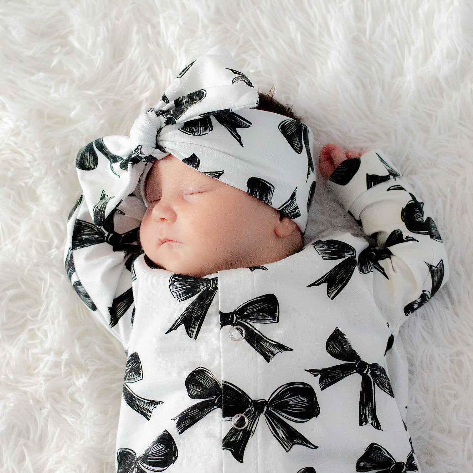 Bow Print Baby Romper | Unique Baby Girl Outfit