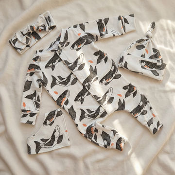 koi fish baby romper, hat, headband and bib
