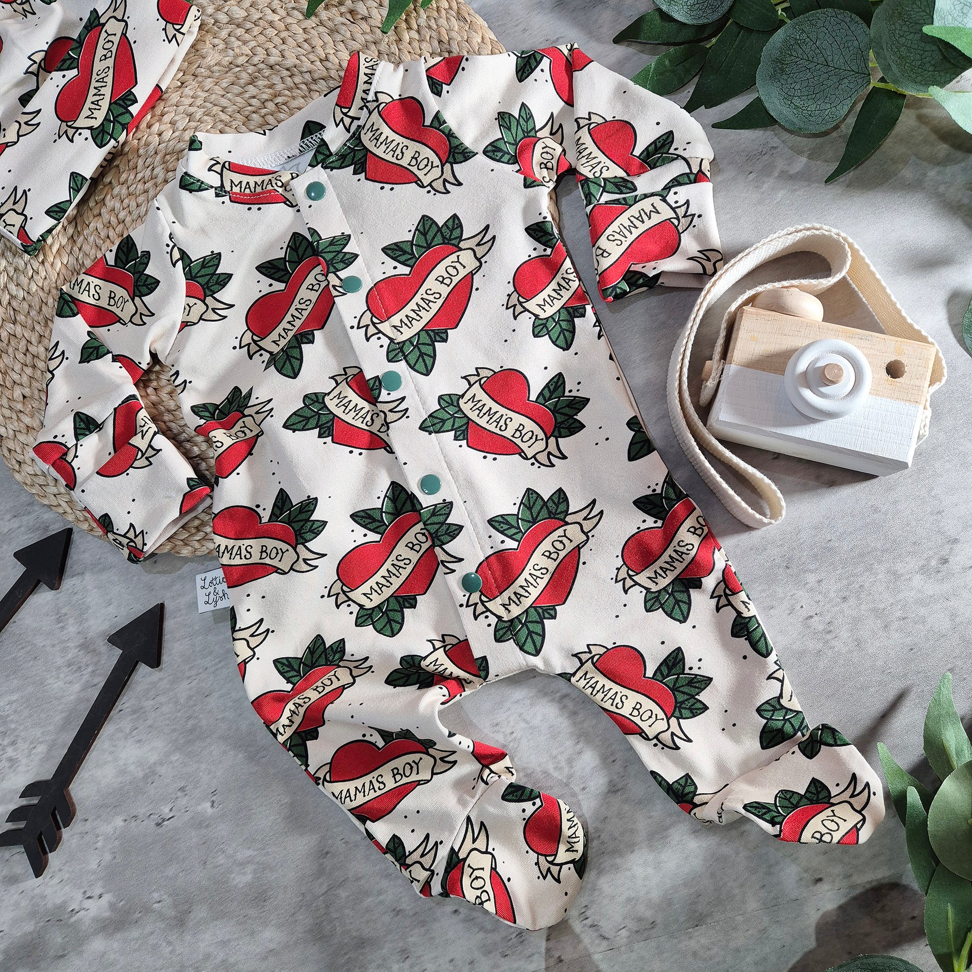 Alternative baby boy babygrow by Lottie & Lysh