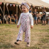Mauve Lily print wide leg jumpsuit for toddler girls