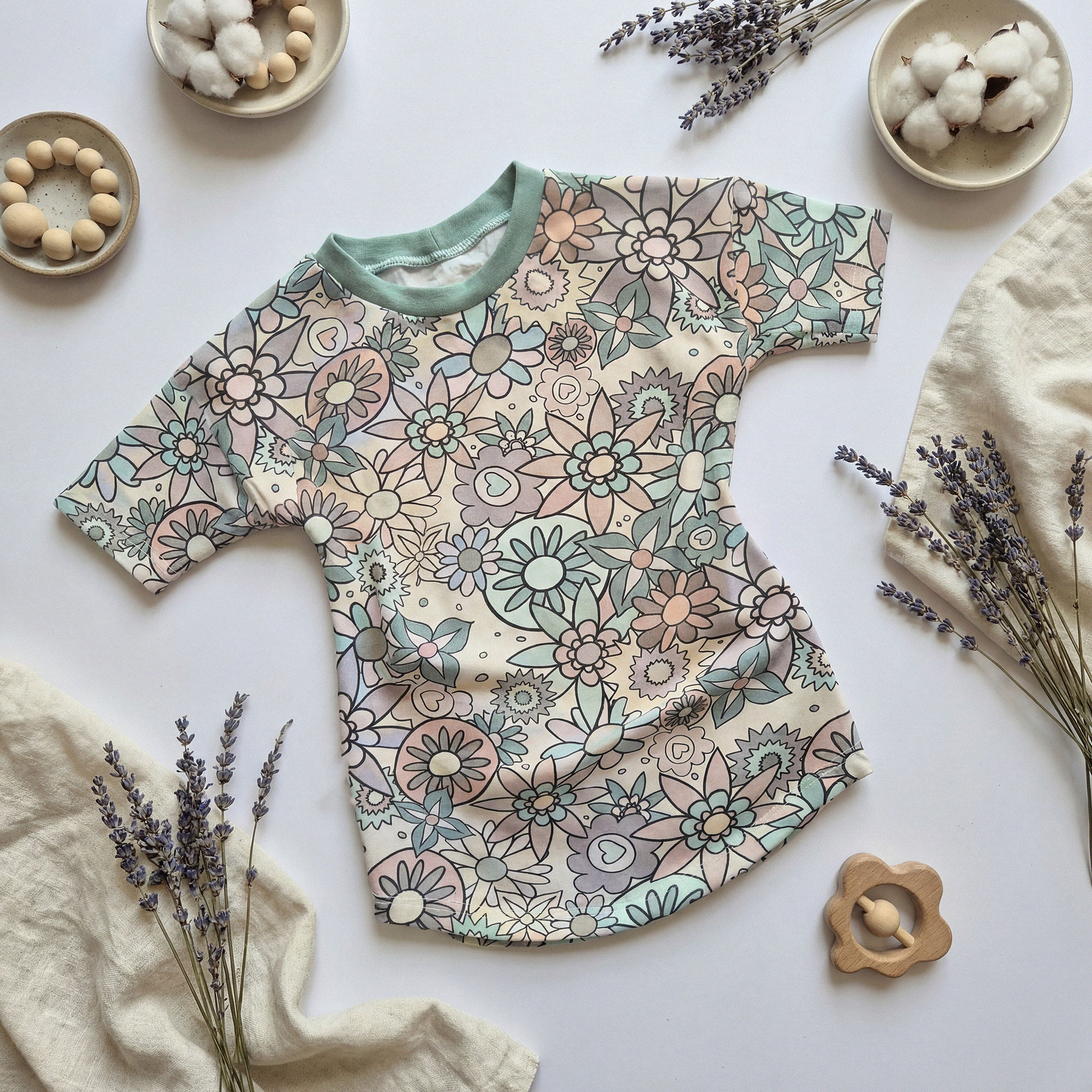 Pastel Floral T-Shirt Dress