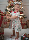 Toddler girl christmas dress with matching headband 