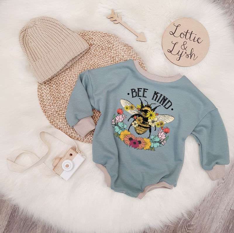 Bee Kind printed sweater romper