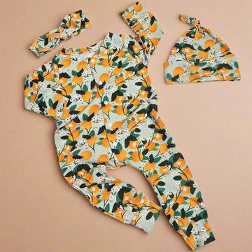 clementines print baby romper by Lottie & Lysh