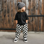 kids chequered baggy trousers