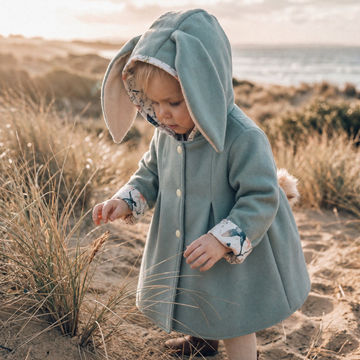 light green bunny jacket with ears and pom tail