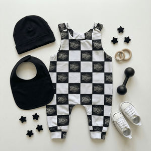 Stay salty monchrome baby and toddler dungarees