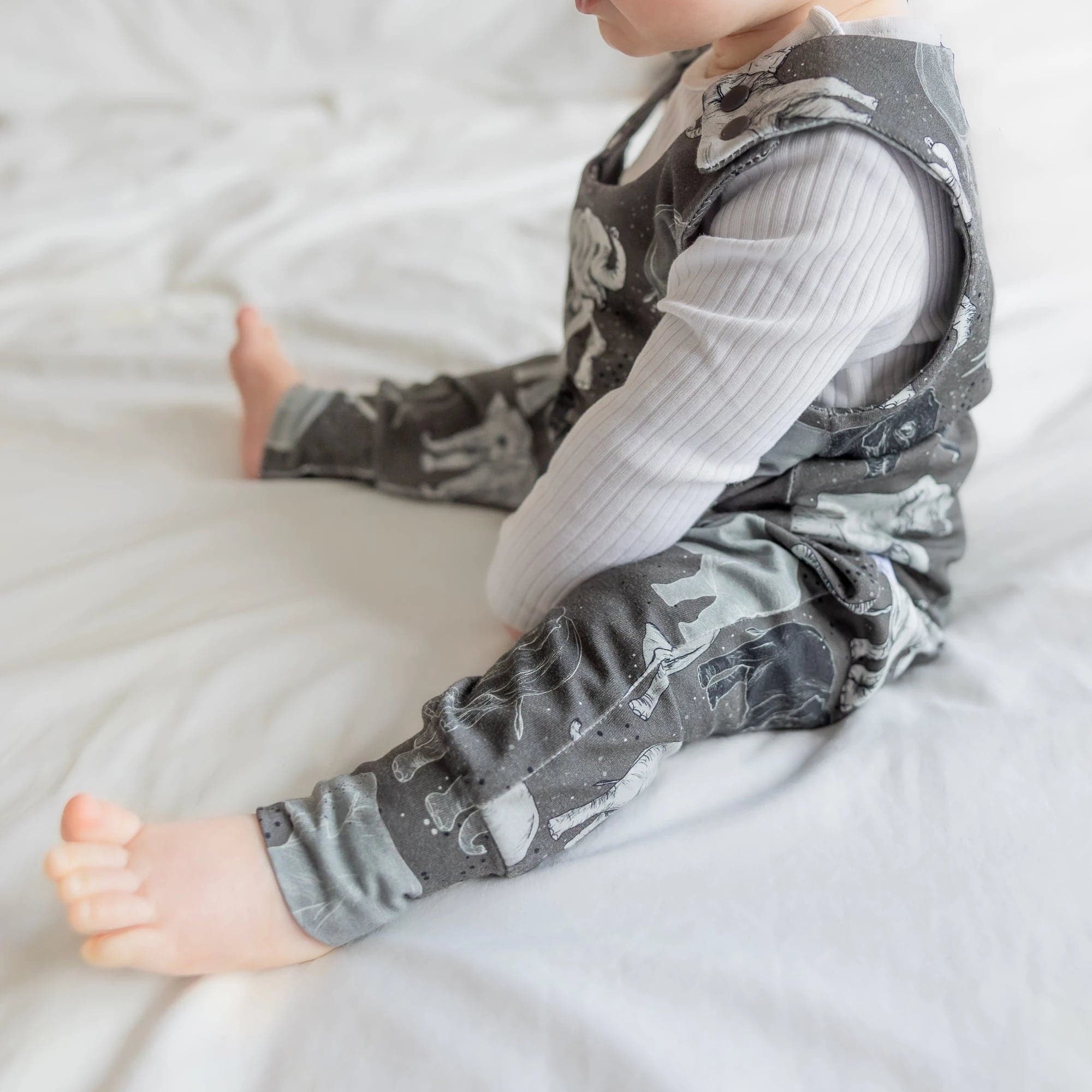 baby boy wearing Lottie & Lysh elephant print romper