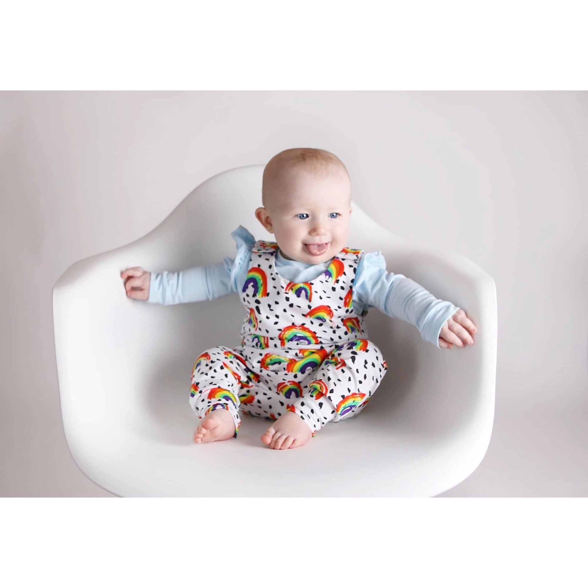 organic rainbow print baby clothing made in the UK