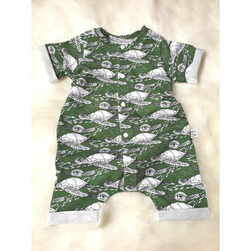 Organic baby romper - turtles