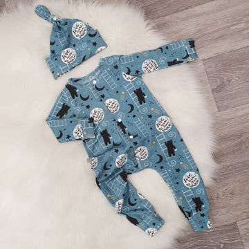 I love you to the moon printed baby and toddler romper, newborn gift, or baby shower present