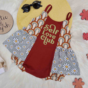 Self love club seventies inspired baby romper