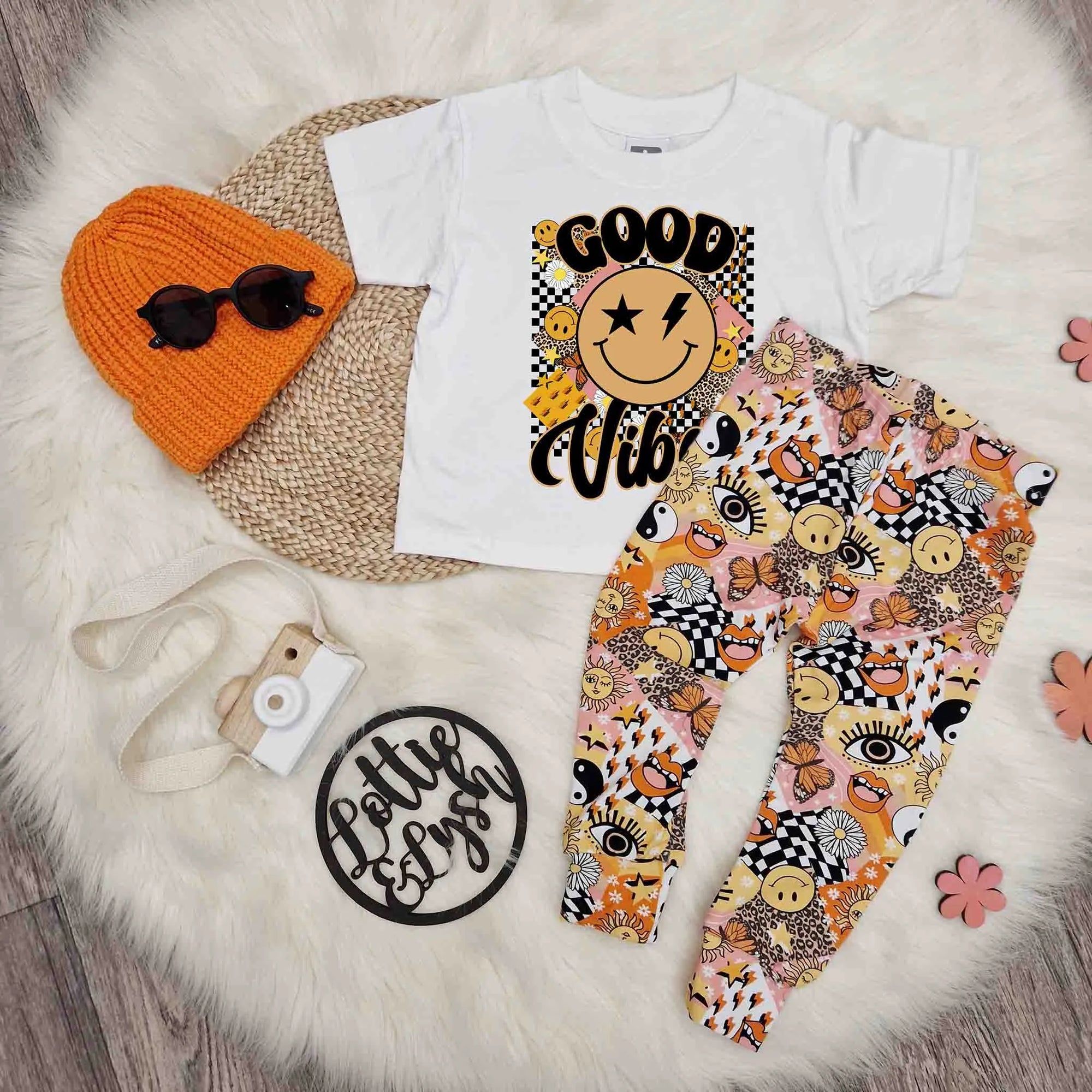 70s print baby and toddler leggings