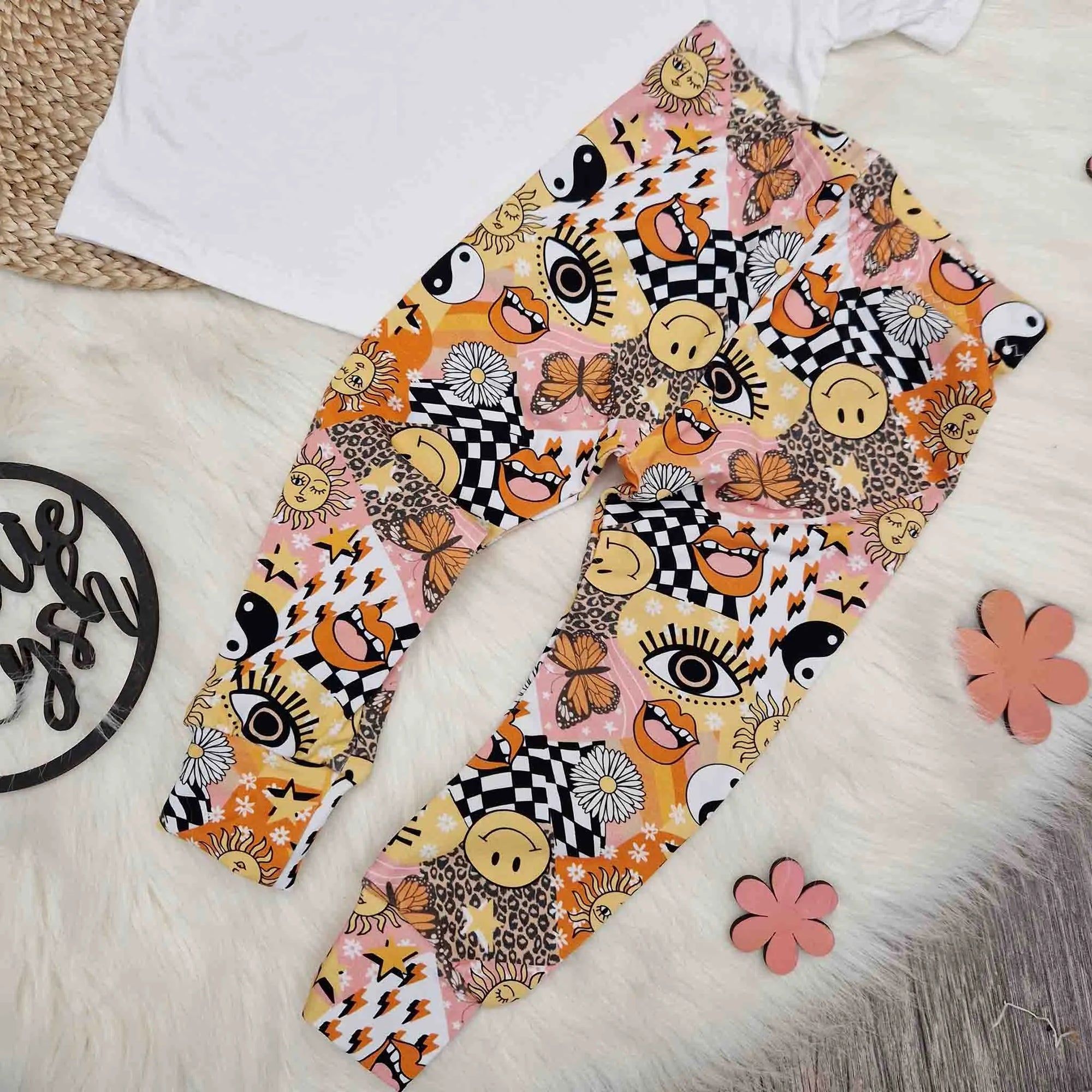 70s aesthetic kids leggings by lottie and lysh