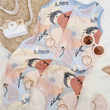 Siesta print summer romper for boys and girls