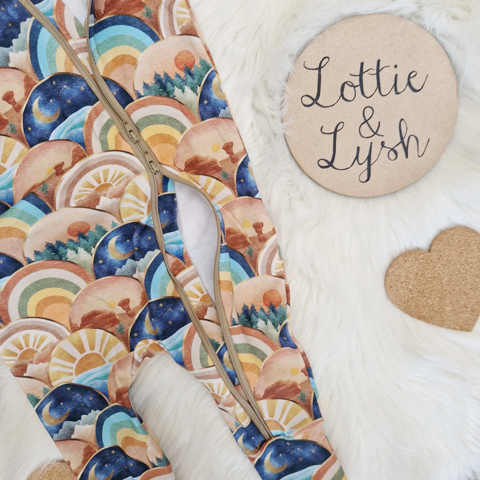rainbow zip up sleepsuit