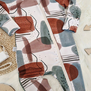 printed zip sleepsuit with fold over mitts and feet - sustainable baby clothes by Lottie & Lysh