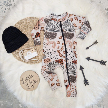 leopard print zip up sleepsuit