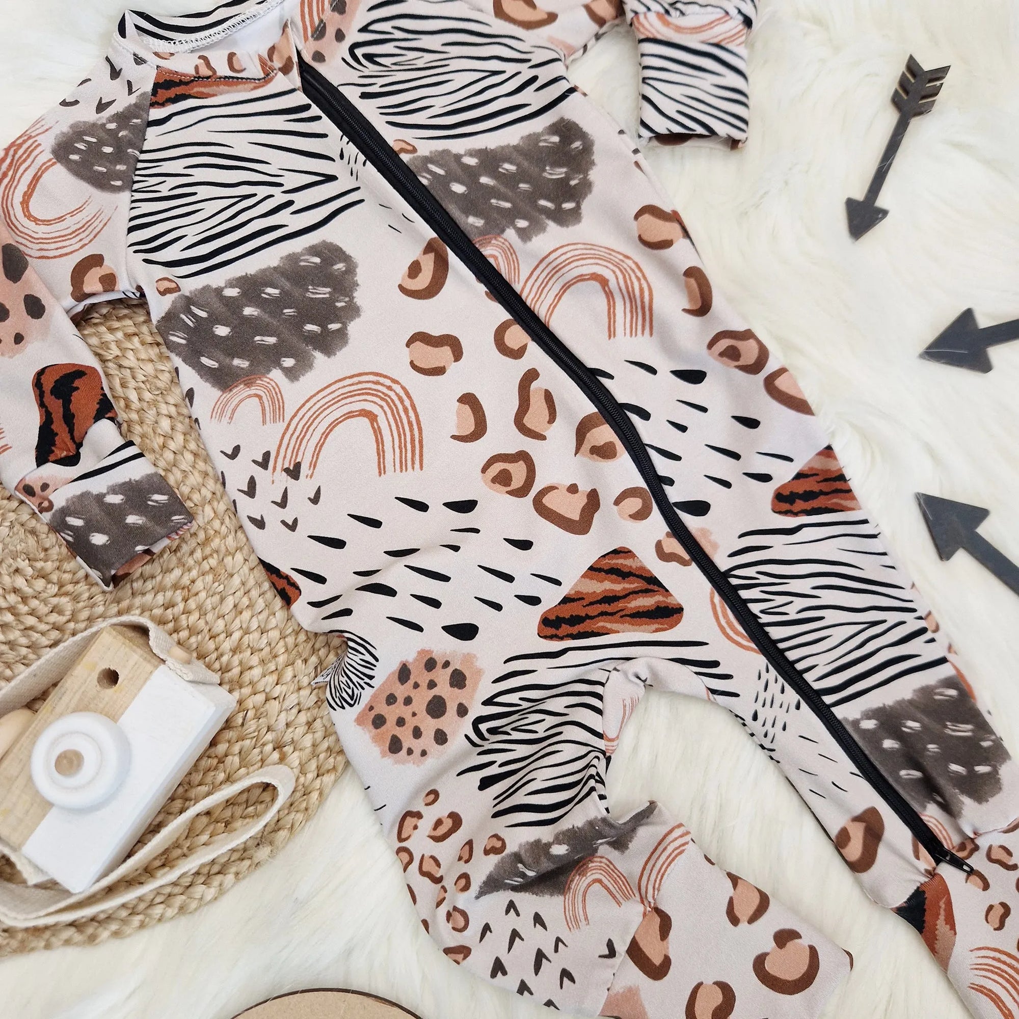 zip up sleepsuit with foldover mitts