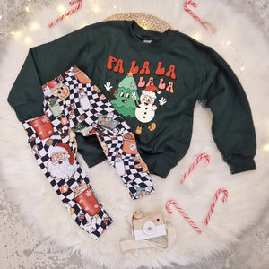 Santa print baby and toddler leggings with matching christmas  jumper