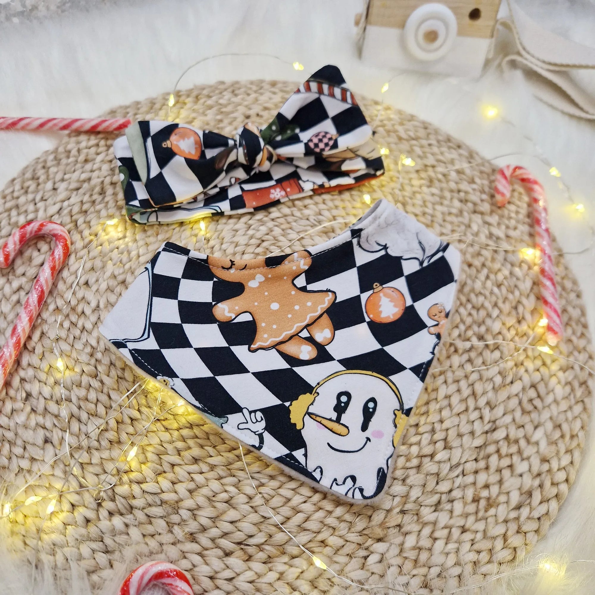 christmas baby bib and headband set