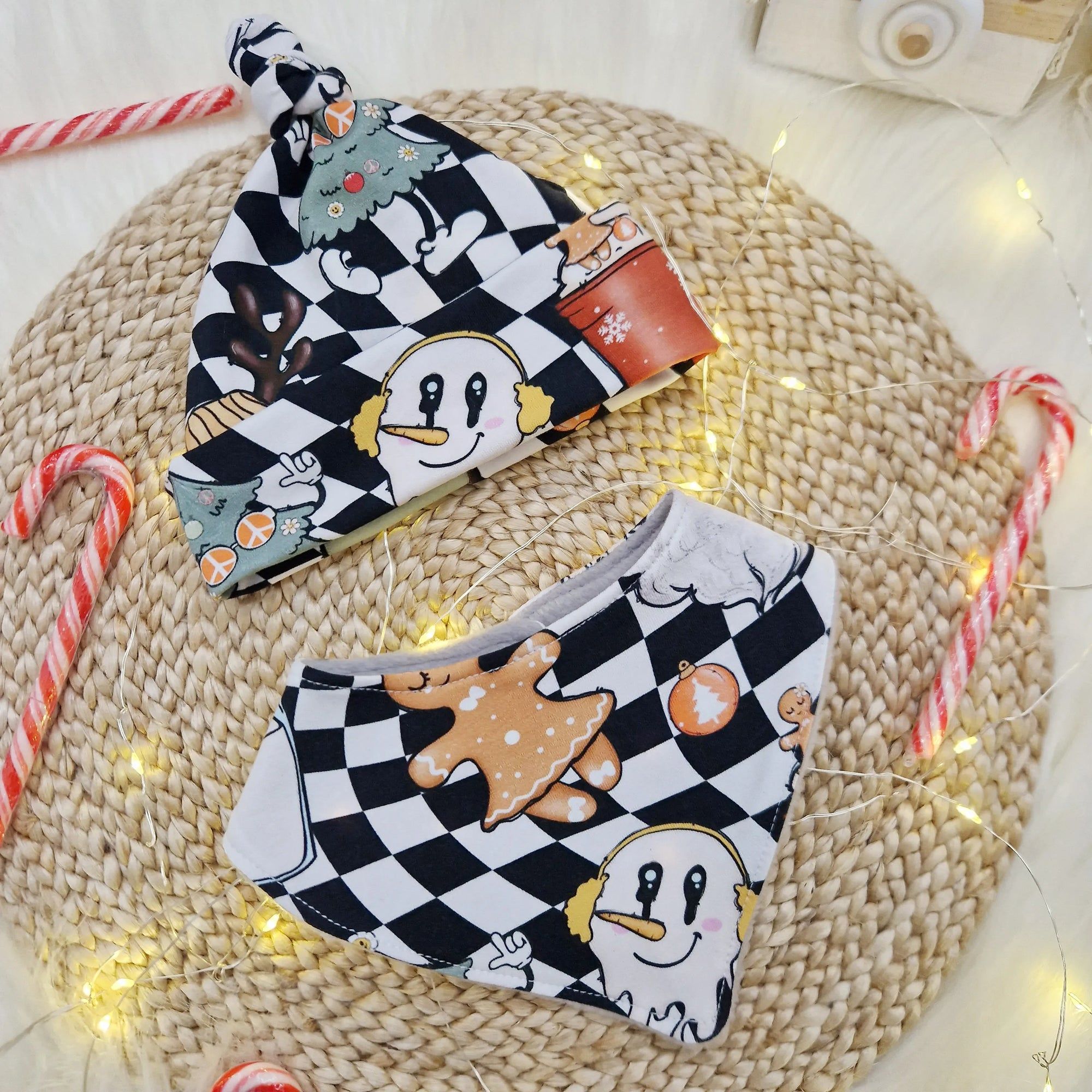 alternative xmas baby gift set with bib and hat