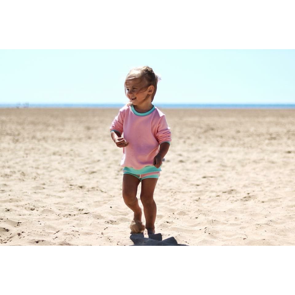 retro colourblok pink and mint sweatshirt by lottie and lysh